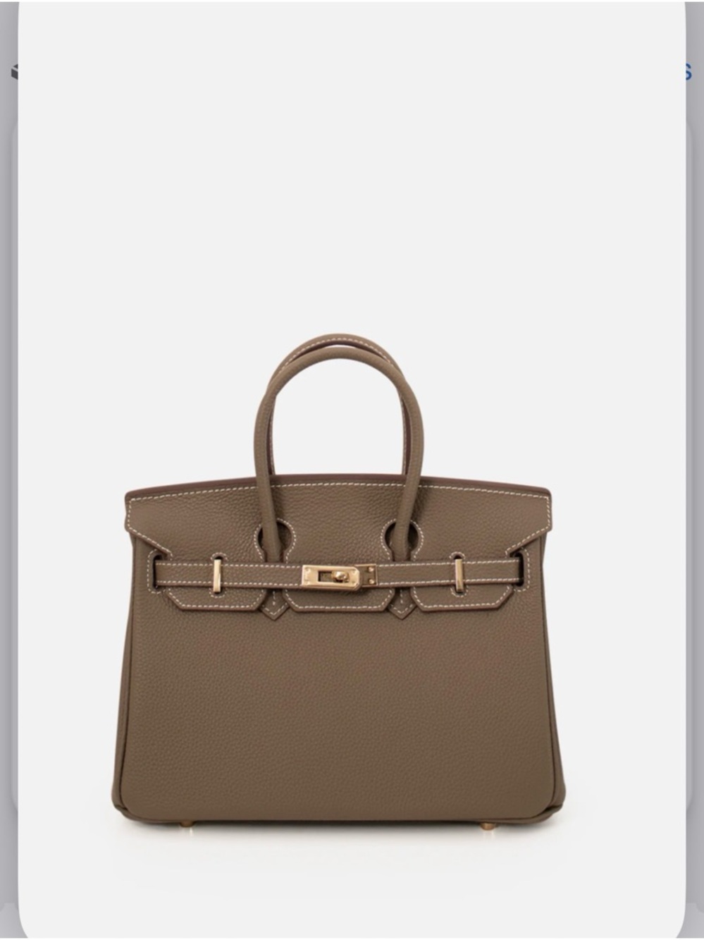 Classic Taupe Leather Top-Handle Bag - Unbranded